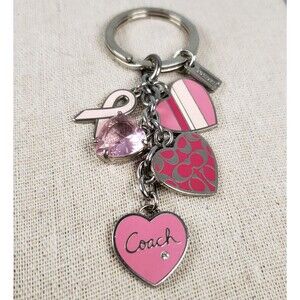 Coach BCA Breast Cancer Awareness Pink Multi Mix Crystal Enamel Keychain Charms
